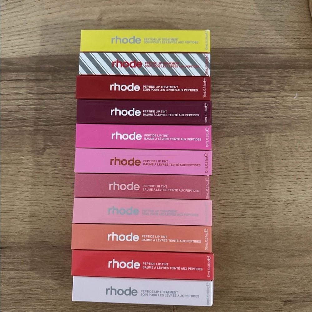 RHODE Peptide Lip Tints Assorted Reds, Pinks & Coral Boxes